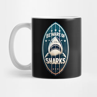 Beware of Sharks retro vintage Mug